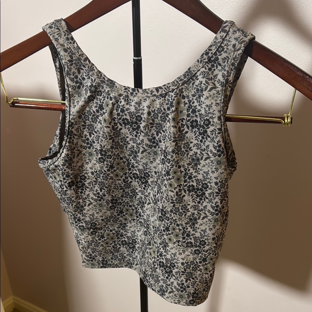 Evolution and Creation Black and White Floral Crop Top